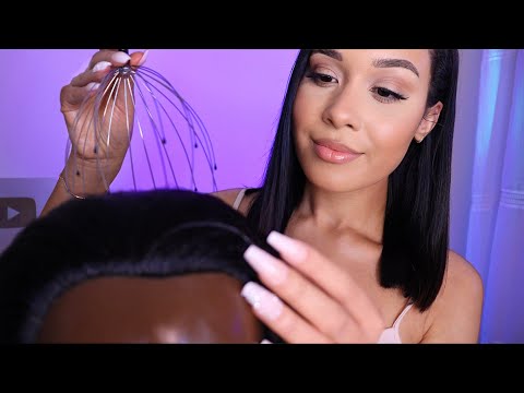 ASMR Relaxing Scalp Massage For Sleep💆🏻‍♀️RELAXING Hairline Scratching, Oils, Brushing, plucking