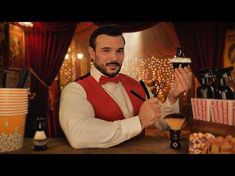 ASMR Circus Barbershop 🎪 Worlds Most Relaxing Haircut 💈 Oil Massage, Beard Shave, Gentle Combing