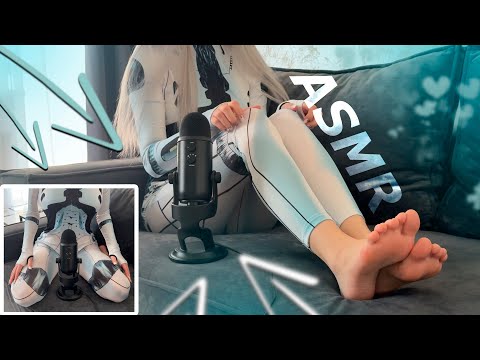 ASMR Cosplay Tight Costume FABRIC SCRATCHING Sounds | Feet | Blue Yeti | No Talking