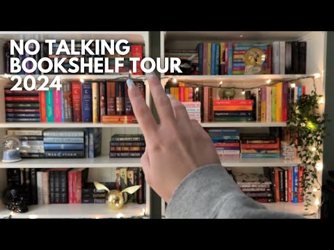 ASMR 📚 No Talking Bookshelf Tour - Book Tapping & Scratching