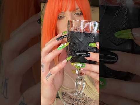 ASMR Bluud Drinking & Long Nail Glass Sounds | NO TALKING"🍷🩸🧛‍♀️#asmr #asmrfood #asmrnails #vampire