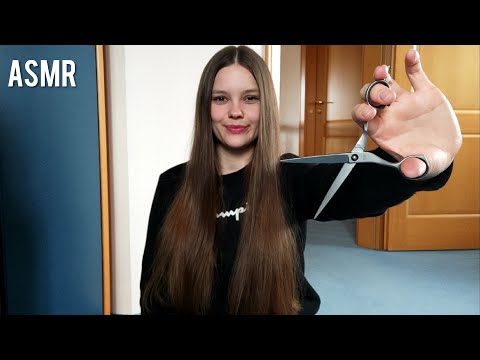 ASMR Haircut - Cutting and Brushing My Long Hair