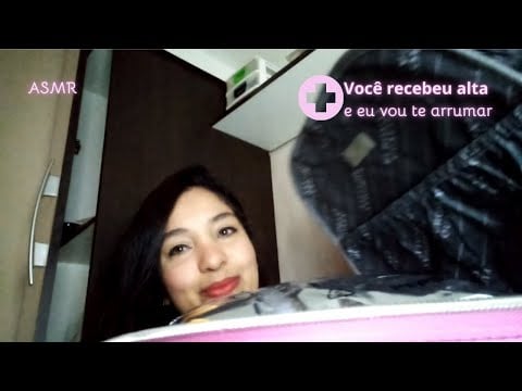 ASMR caseiro: Sua irmã mais velha te arrumando no hospital, maquiagem e cabelo, você recebeu alta ❤