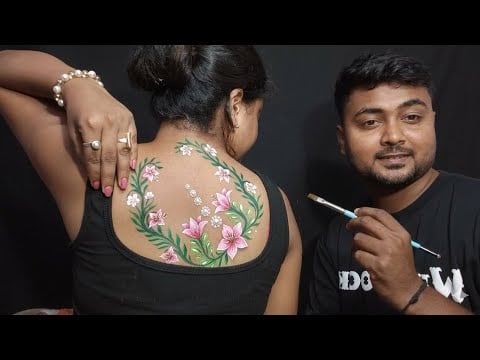 ASMR My Husband Doing My Beautiful Back Painting 🎨🥺