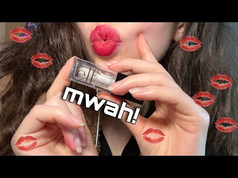 asmr slow lip gloss application to fast bubble kisses 💋 anticipatory asmr