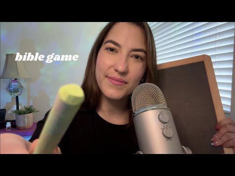 Christian Asmr| bible questions, writing answers on chalkboard | "who said it" | roleplay-ish asmr