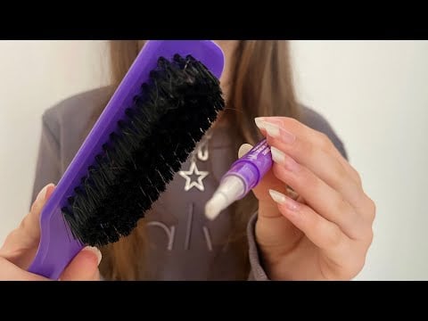 ASMR putting face paint on you! Actual camera touching | hair brushing | camera combing 
