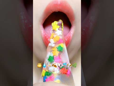 Transparent Emoji Food 🌿🐶💧 #meoasmr #mukbang #satisfying #asmrsounds #emojichallenge #asmr