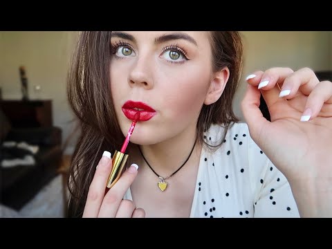 ASMR Up Close Lipgloss Application w/ tongue clicking - (lots of mouth sounds!)