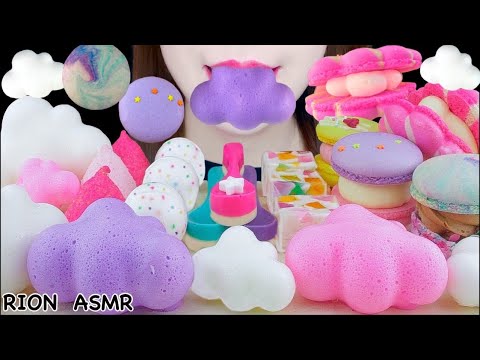 【ASMR】CLOUD MARSHMALLOW,BIG MACAROON,PLANET GUMMY,CHOCOLATE SPOON MUKBANG 먹방 EATING SOUNDS