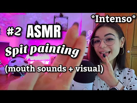 ASMR SPIT PAINTING💦#2 Limpio y toco tu cara! (Mouth sounds+Visual) ASMR español para dormir-Pandasmr