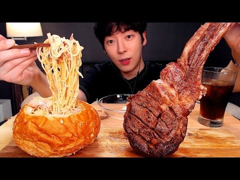 MUKBANG ASMR 소고기 토마호크 스테이크 뜯방 먹방 | 빠네 크림파스타 | Tomahawk Steak Eatig sounds [SIO ASMR 시오]