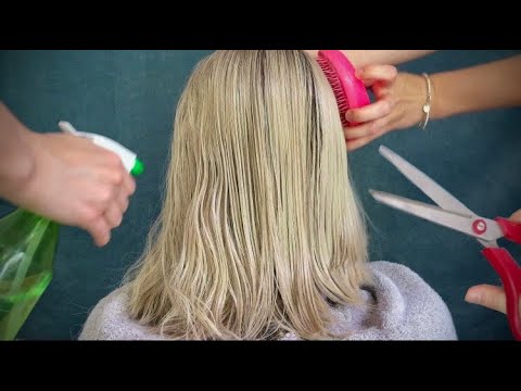 ASMR - HAIRSALON Sounds , Brushing, Scissor Sounds, Water/ Spraying Sounds