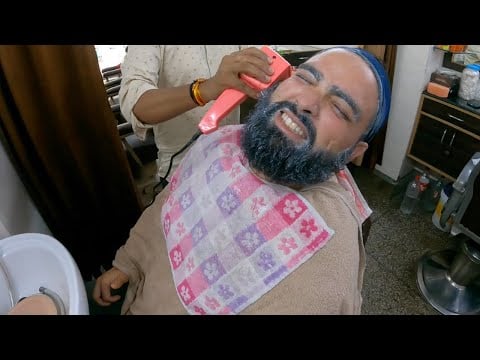 Extraordinario facial indio con masaje hasta de oídos👂🇮🇳 *Máquina explota* 🤯