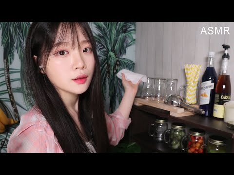 ASMR(Sub✔) 바캉스 카페 일 배우러 오셨나요? (얼음,탄산,스원한 팅글 가득) cool & relaxing summer cafe 상황극