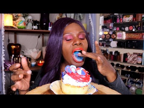 ASMR Eating Moist Cake Sprinkle Candy Topping