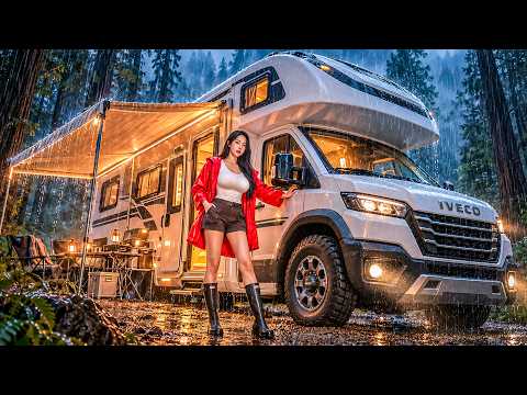 ☔️ HEAVY RAIN CAMPING IN LUXURY MOTORHOMES | RAIN ASMR