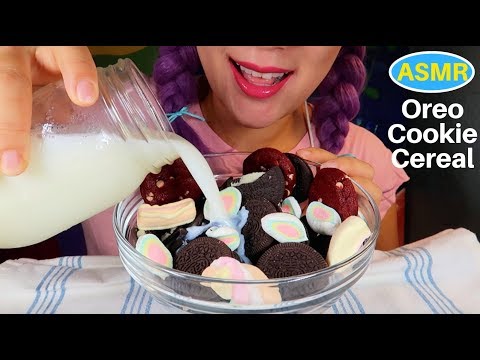 ASMR OREO COOKIE CEREAL+MARSHMALLOWS EATING SOUND | 오레오 쿠키탕(시리얼)+마시멜로우 리얼사운드 먹방 |CURIE.ASMR