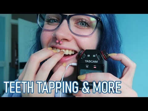 ASMR Teeth Tapping, Chewing Gum Sounds, Spoolie Brushing & Ear Digging