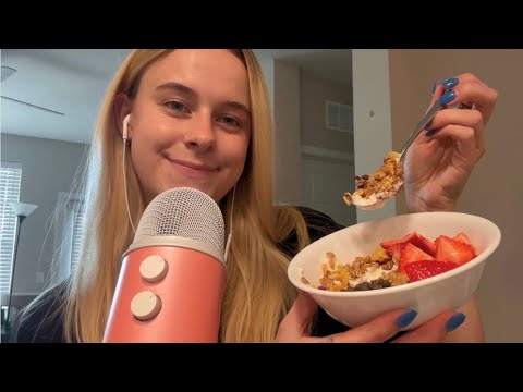 ASMR Preparing and Eating A Yogurt Bowl With You 🍓🥄