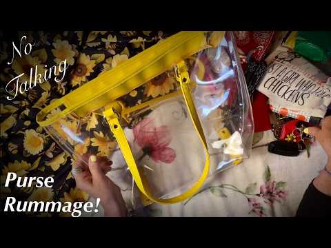 ASMR Purse Rummage! (No Talking Version) The Yellow Vinyl Purse!