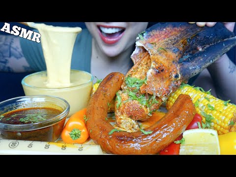 ASMR 8lb LOBSTER CLAW + SAUSAGE + SEAFOOD CHEESE SAUCE (EATING SOUND MUKBANG) NO TALKING | SAS-ASMR