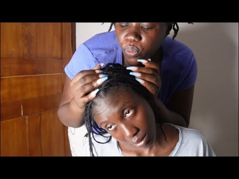 ASMR Scalp Scratching, Hair Blowing & Soft Whispering @ASMRJuniee