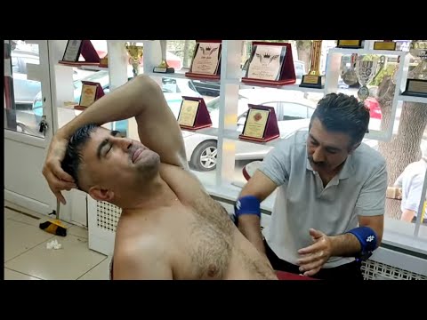 ASMR TURKISH BARBER UNIQUE CARYOPRACTIC MASSAGE, HEAD, CHEST ARM MASSAGE