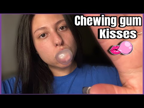 Asmr~ Chewing gum with kisses up close | mouth sounds