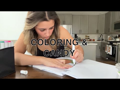 ASMR Coloring, Doing Puzzles & Candy Eating (No Talking) |