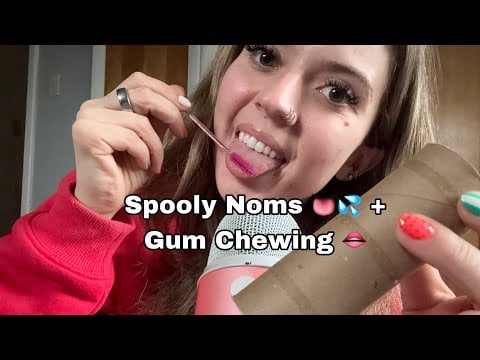 ASMR| (Wet) Gum Chewing Mouth Sounds, Spooly Noms & Tingle Tube Mouth Sounds!