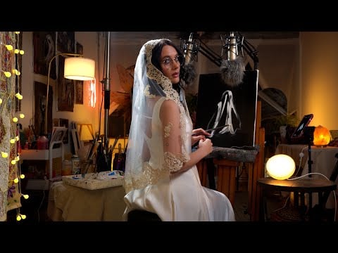 Paint a Ghost with Me | Soft Spoken ASMR Art Tutorial | 4k Ear-to-Ear Tingles 👻 Cozy Halloween  