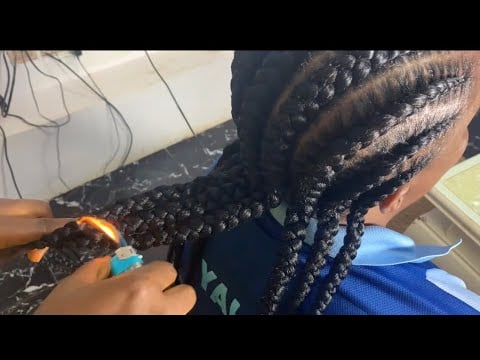 hairstylist sis Braids Mom’s hair ✨ASMR with soft gum chewing and cracking.