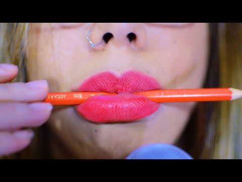 👄 ASMR PEN NOMS Mouths Sounds (asmr Pen Bitting Chewing) no talking 💛