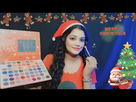 ASMR |  Doing My Christmas Party Makeup | 💄🎄