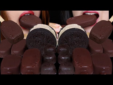 ASMR DARK CHOCOLATE DESSERTS (MINI DOVE ICE CREAM BARS, MAGNUM ICE CREAM, BON BONS, OREO SANDWICH 먹방