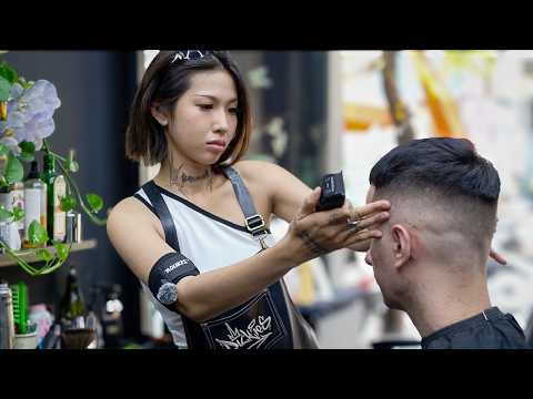 ASMR: $7 Haircut with a Vietnamese BARBER GIRL