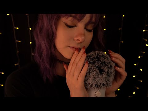 ASMR | close up clicky Whispered Ramble - fuzzy blue yeti, rain sounds