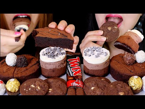 ASMR CHOCOLATE MOUSSE CAKE, CHOCO BROWNIE CAKE, TRIPLE CHOCOLATE TWIX, COOKIES, FERRERO CHOCOLATE 먹방