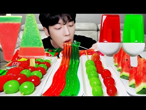ASMR MUKBANG | 수박 디저트 아이스크림 탕후루 딸기 수박젤리 먹방 & 레시피 DESSERT ICE CREAM WATERMELON TANGHULU