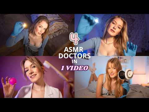 4 Medical ASMR In 1 Video 🩺 (dentist, night doctor, stress doctor, ear test)