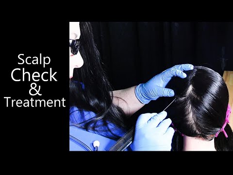 ASMR Scalp Check and Treatment (Gloves, Rat Tail Comb, Scratching, Scalp Massage, Spray, Parting)