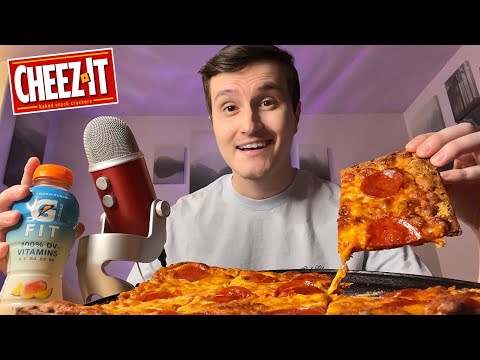 ASMR | NEW CHEEZ-IT PIZZA MUKBANG 🍕 (eating sounds + whisper rambles)