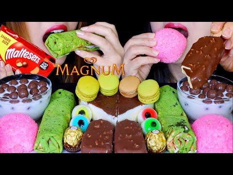 ASMR MOST POPULAR DESSERTS (EDIBLE TOWEL CREPE CAKE, MALTESERS, SNOBALL, NUTELLA CHEESECAKE, GUMMY먹방