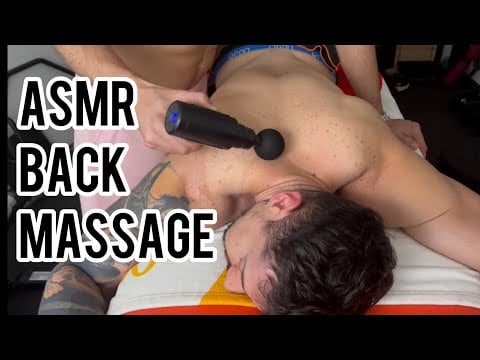 ASMR Back Massage with Massage Gun | Tattooed Bodybuilder for Stress Relief