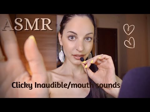 ASMR Inaudible with Lapel mic (breathy, clicky, mostly m0uth sounds, lil bit chaotic)+hand movement