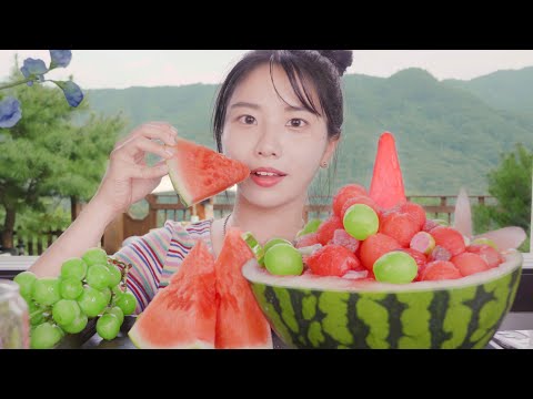 직접만든 수박빙수 먹방 ASMR 리얼사운드 꿀꿀선아,suna asmr,音フェチ