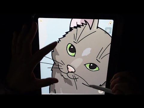 😴ipad ASMR 💗Let's get started - Relaxing coloring - Cat story - Chinese - Whisper - Click