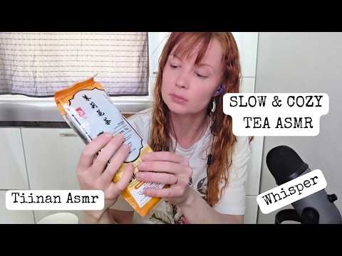 ASMR – Slow Hand Movements & Tea Package Plastic Sounds | Whisper with accent