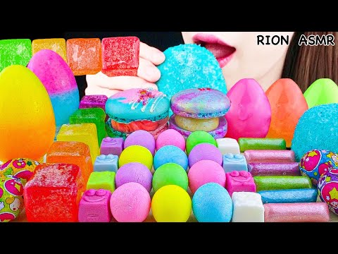 【ASMR】CANDIED KANTEN JELLY,COLORFUL SUGAR PASTE,SNO BALL,FAT MACAROON MUKBANG 먹방 EATING SOUNDS